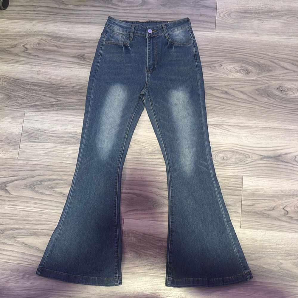 Blue Flare Wide Leg Jeans